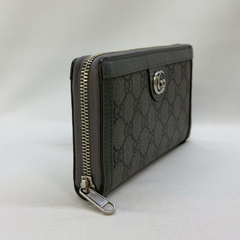 GUCCI 黑灰帆布拉鍊長夾-3