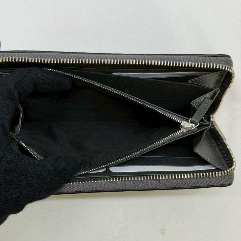 GUCCI 黑灰帆布拉鍊長夾-5