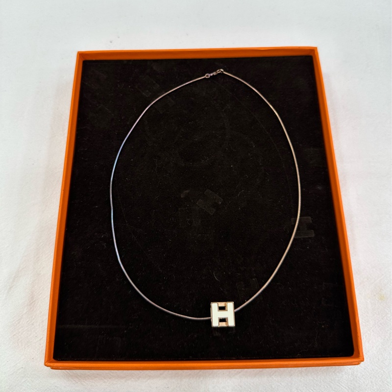 Hermes 愛馬仕 方形h項鍊 白色-0