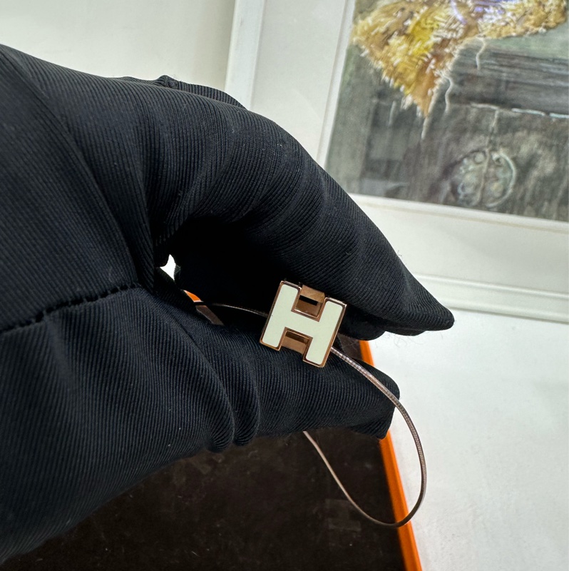 Hermes 愛馬仕 方形h項鍊 白色-2