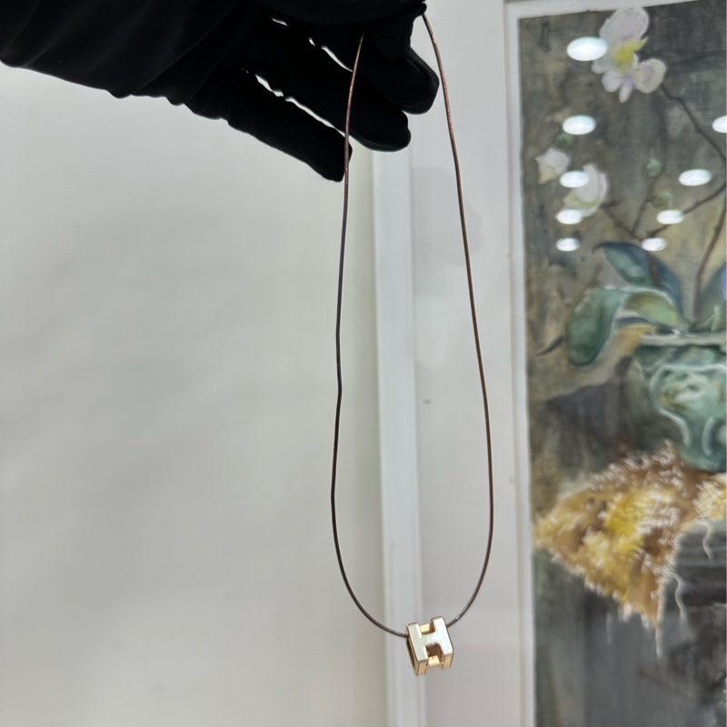Hermes 愛馬仕 方形h項鍊 白色-4