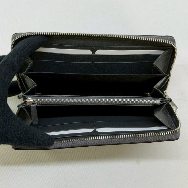 GUCCI 黑灰帆布拉鍊長夾-4