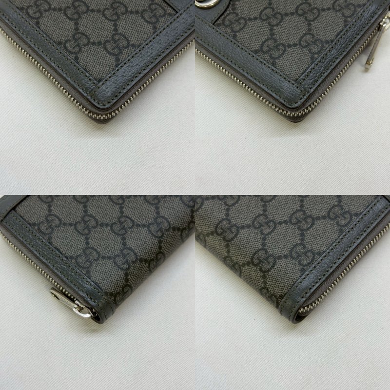 GUCCI 黑灰帆布拉鍊長夾-9