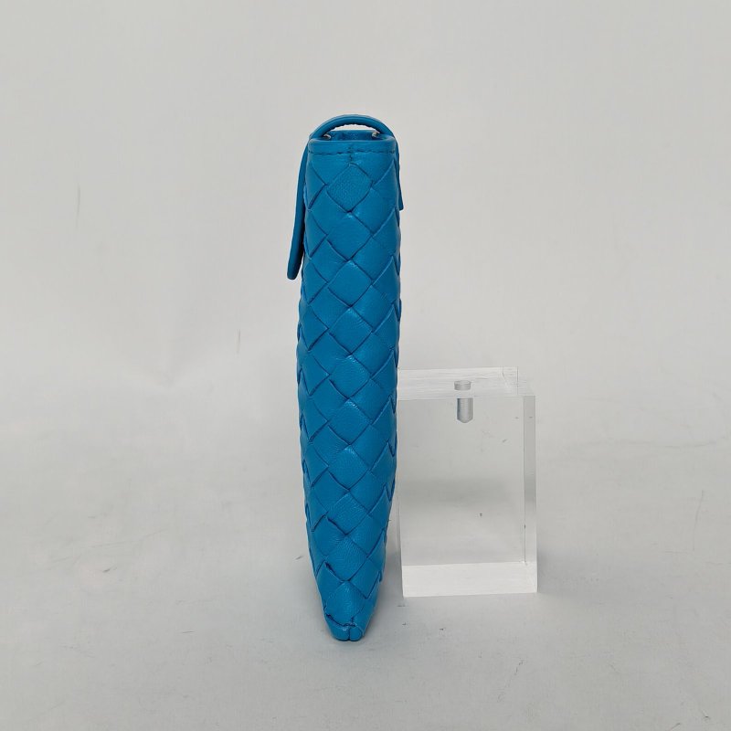 BOTTEGA VENETA 藍色羊皮手機包經典編織肩背包-1