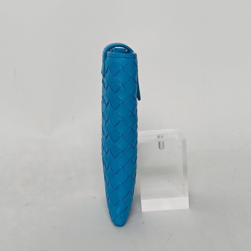 BOTTEGA VENETA 藍色羊皮手機包經典編織肩背包-3