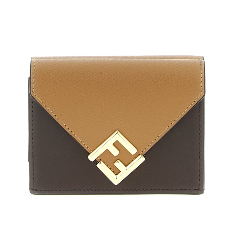 【FENDI 芬迪】Medium FF Diamonds Trifold 三摺疊 零錢包 卡夾 短夾 皮夾 棕色 8M0480ALV4F1UJ9-0