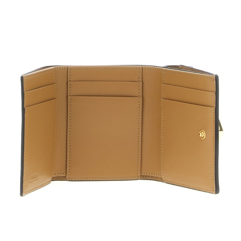 【FENDI 芬迪】Medium FF Diamonds Trifold 三摺疊 零錢包 卡夾 短夾 皮夾 棕色 8M0480ALV4F1UJ9-1