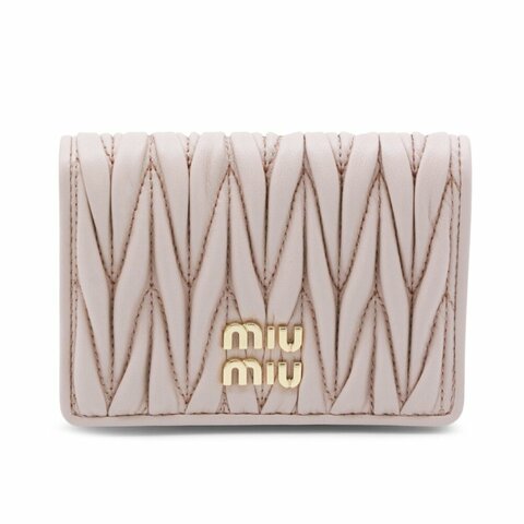 【MIU MIU】Matelasse 納帕軟皮 皮夾 卡夾 錢包 卡片套 粉紅色 5MC103