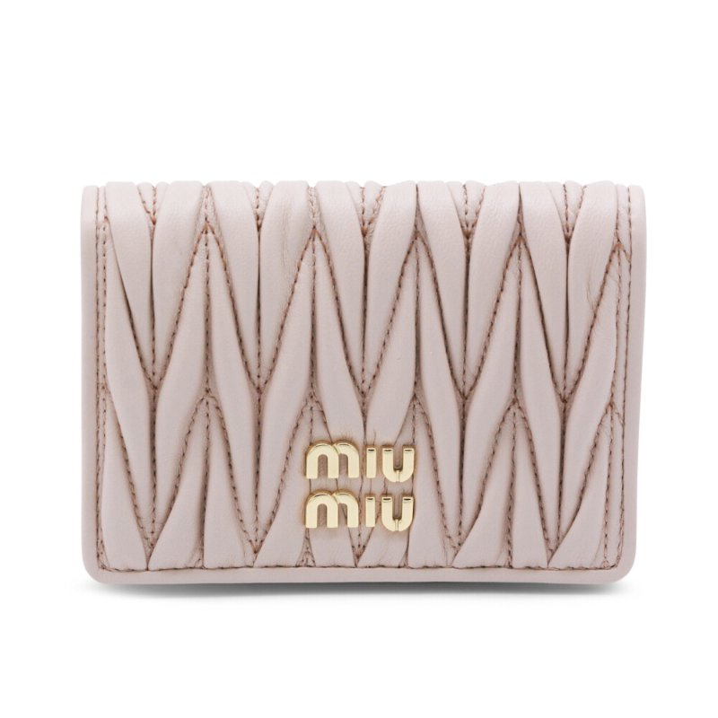 【MIU MIU】Matelasse 納帕軟皮 皮夾 卡夾 錢包 卡片套 粉紅色 5MC103-3