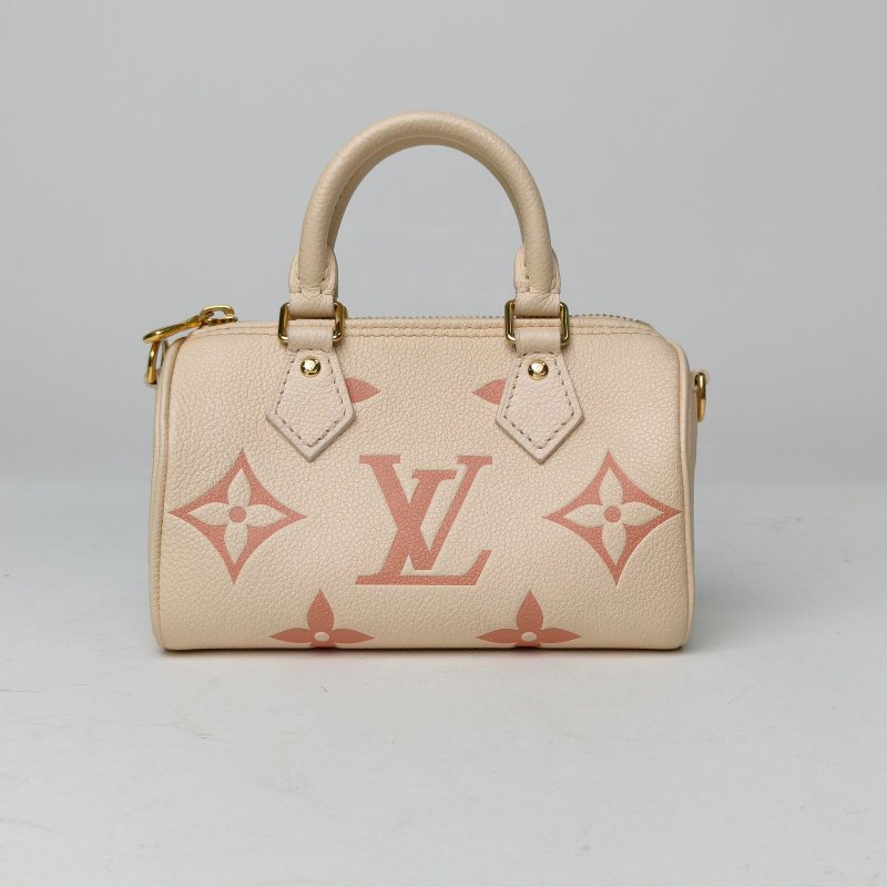 LOUIS VUITTON SpNano16可拆卸肩帶米白色牛皮晶片大Logo印花肩背包-2