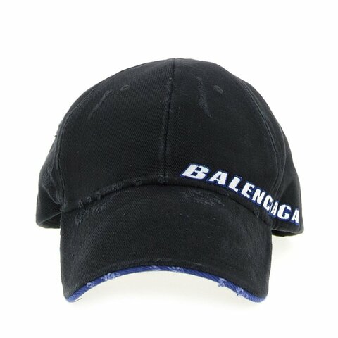 【Balenciaga 巴黎世家】Tilted Typo Cap 仿舊 棒球帽 鴨舌帽 帽子 黑色 854036410B21000