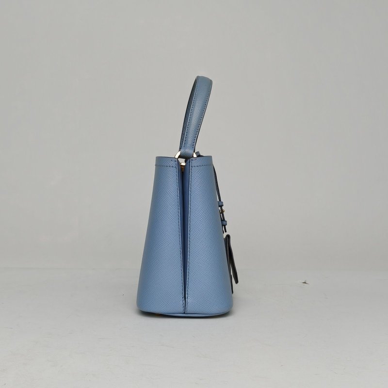 PRADA 水桶購物袋小號藍色牛皮肩背包-3