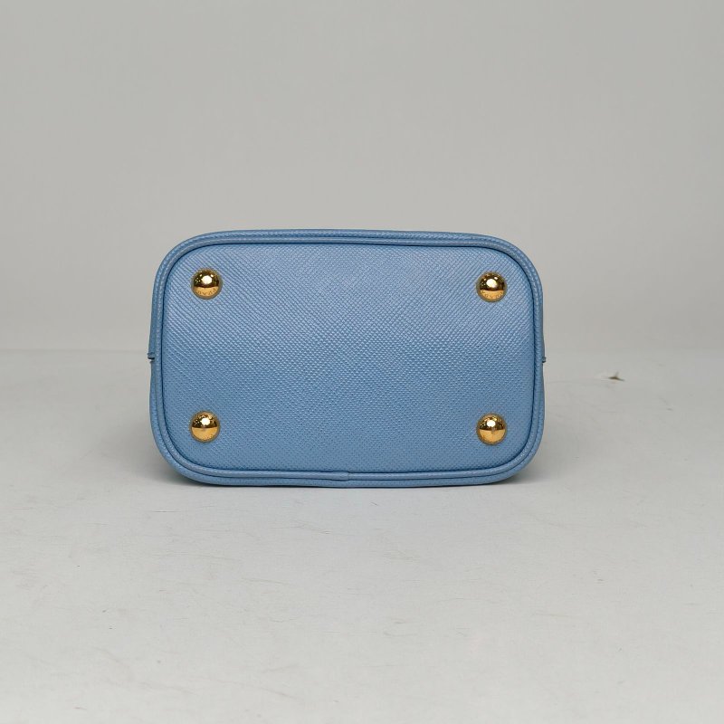 PRADA 水桶購物袋小號藍色牛皮肩背包-4