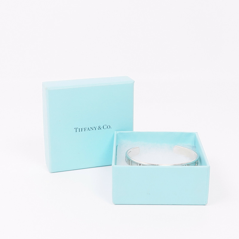 TIFFANY&CO 925純銀Atlas Roman Numeral Cuff Bracelet手鐲-8
