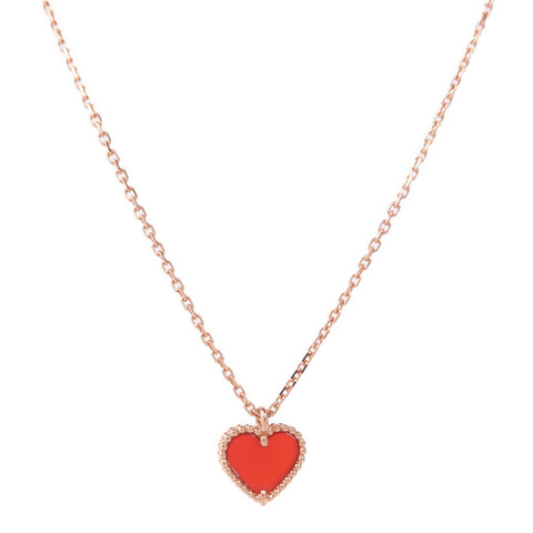 Van Cleef & Arpels 18K玫瑰金Sweet Hearts Pendant紅玉髓項鍊