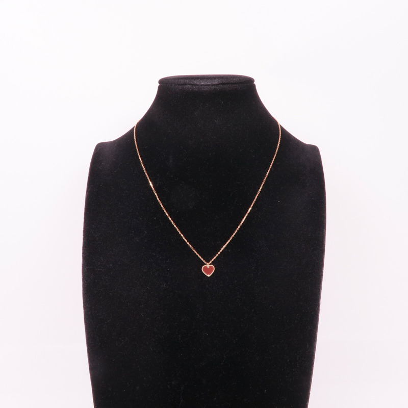 Van Cleef & Arpels 18K玫瑰金Sweet Hearts Pendant紅玉髓項鍊-7