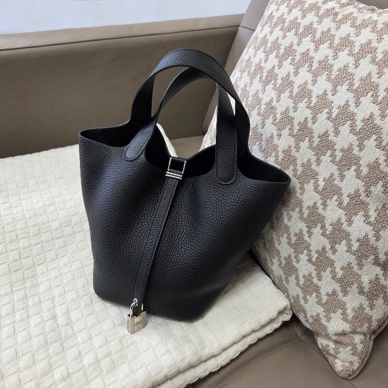 Hermes 89黑TC皮銀釦Picotin Lock 18手提包-0