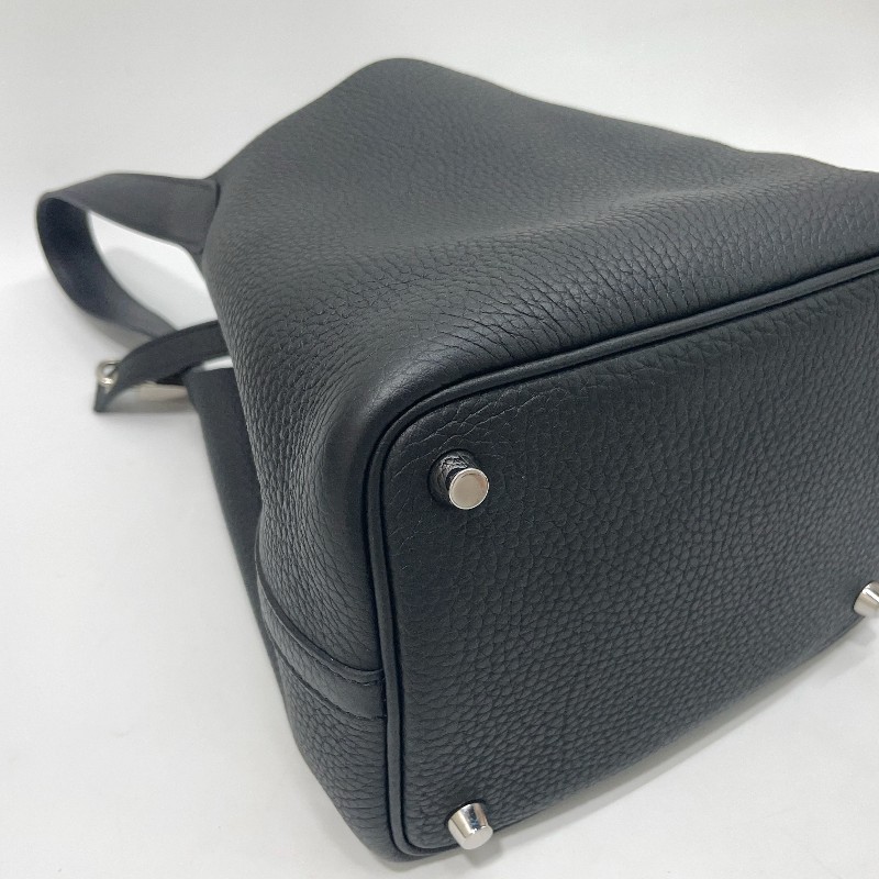 Hermes 89黑TC皮銀釦Picotin Lock 18手提包-12