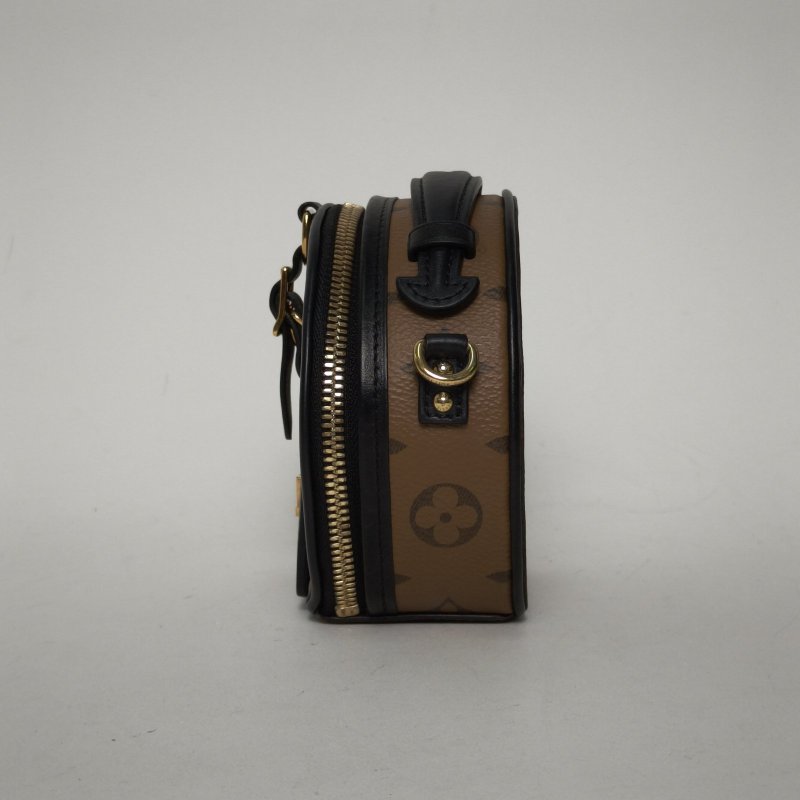 LOUIS VUITTON PETITEBOITECHAPEAU硬圓餅Mini13焦糖色PVC晶片老花肩背包-1