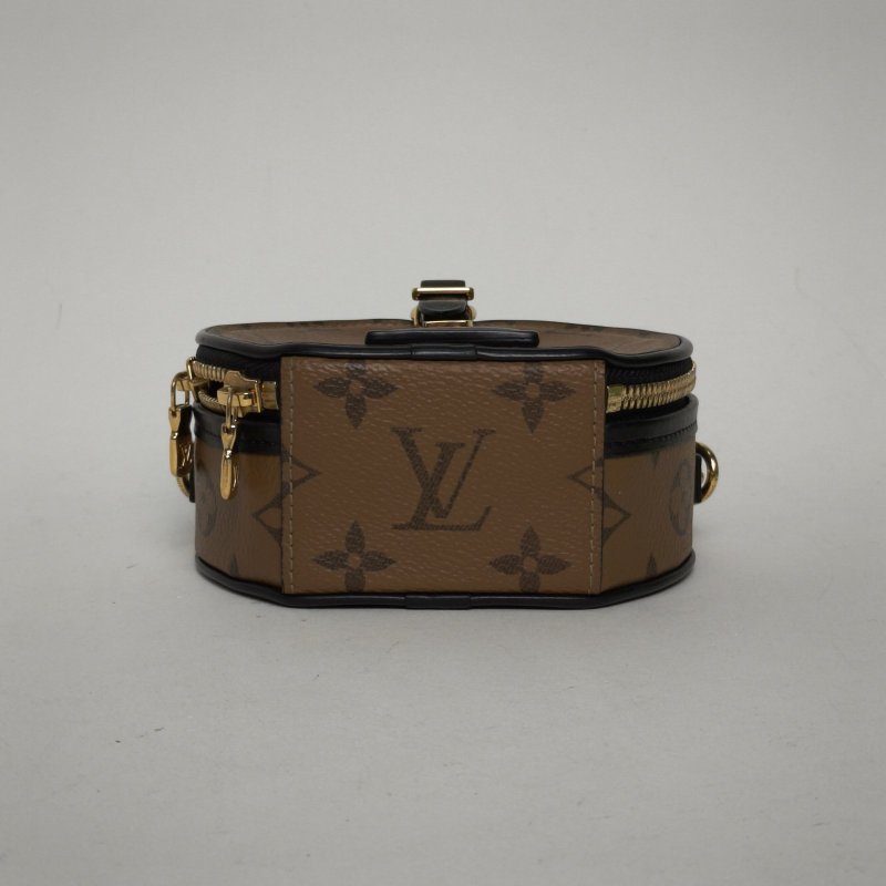 LOUIS VUITTON PETITEBOITECHAPEAU硬圓餅Mini13焦糖色PVC晶片老花肩背包-4