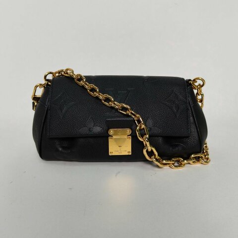 LOUIS VUITTON Favorite鏈條雲朵包黑色牛皮晶片肩背包
