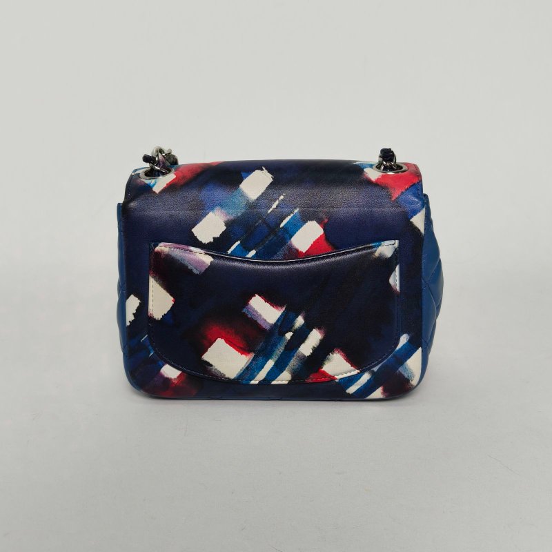 CHANEL CF口蓋包方胖子17拼色牛皮22開銀扣肩背包-2