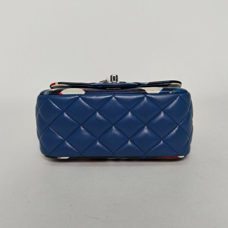 CHANEL CF口蓋包方胖子17拼色牛皮22開銀扣肩背包-4