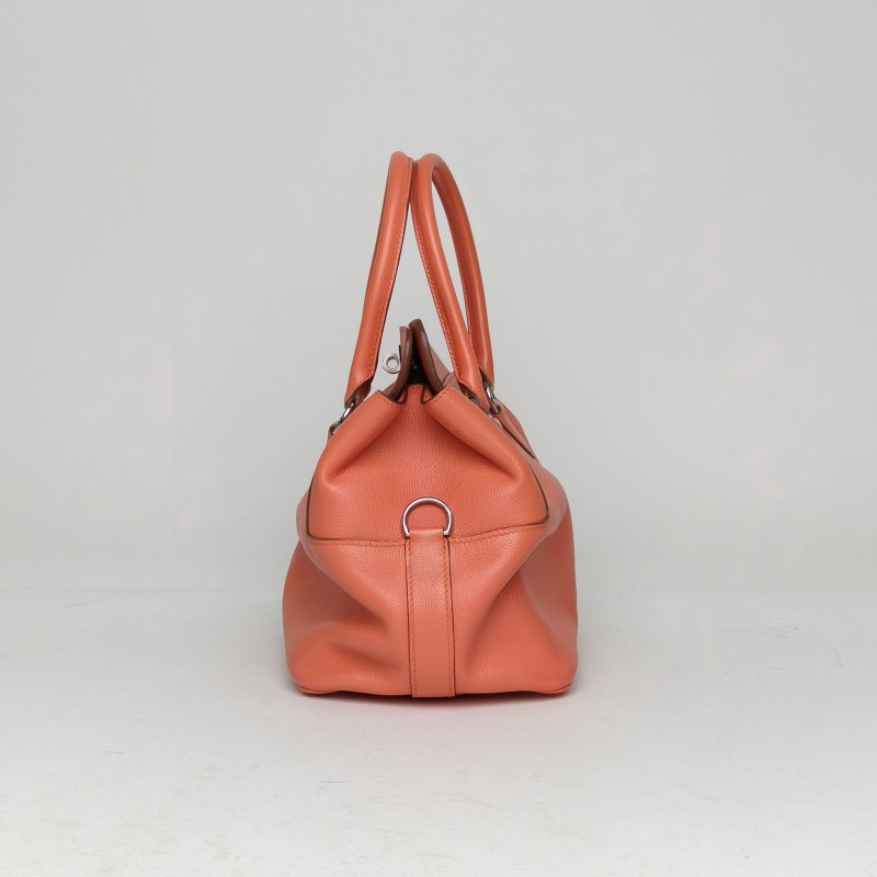 HERMES Toolbox牛奶盒子20L5灰蝦粉EC皮框R銀扣肩背包-1