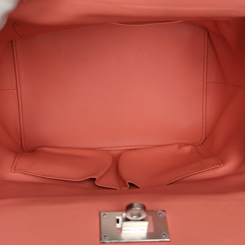 HERMES Toolbox牛奶盒子20L5灰蝦粉EC皮框R銀扣肩背包-4