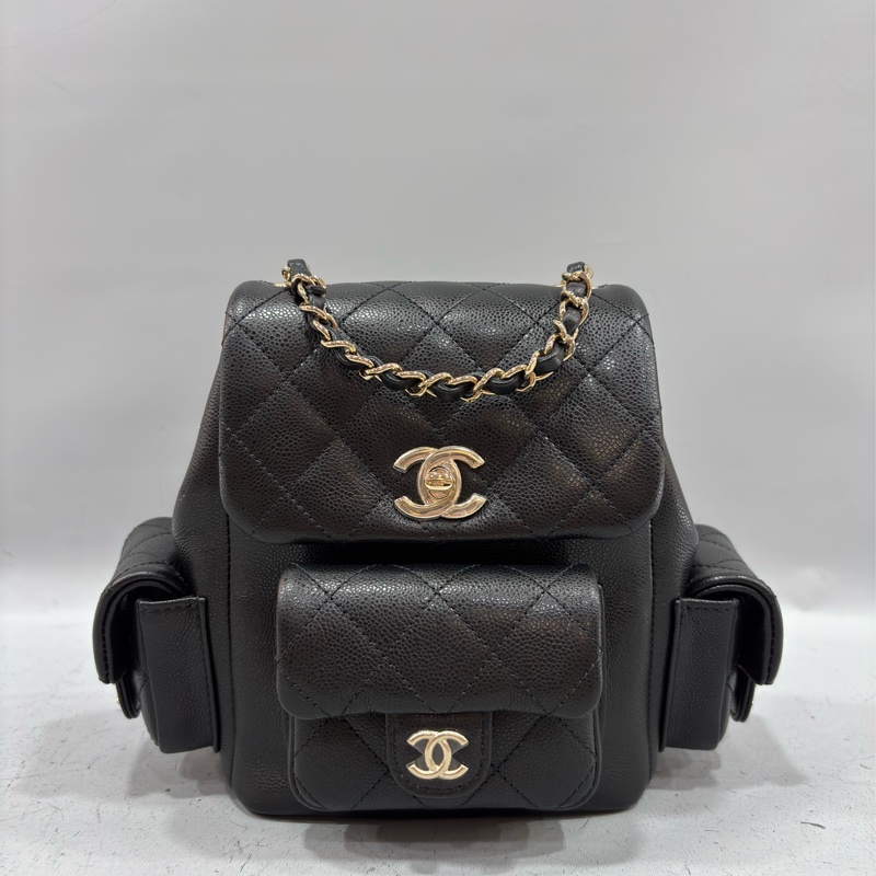 CHANEL AS4399 DUMA 黑色荔枝皮金鍊 坦克包炸藥包後背包肩背包側背包手提包-0