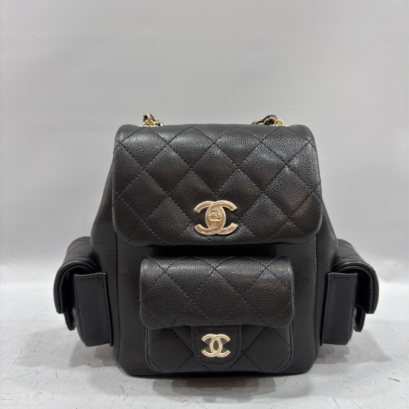 CHANEL AS4399 DUMA 黑色荔枝皮金鍊 坦克包炸藥包後背包肩背包側背包手提包-1
