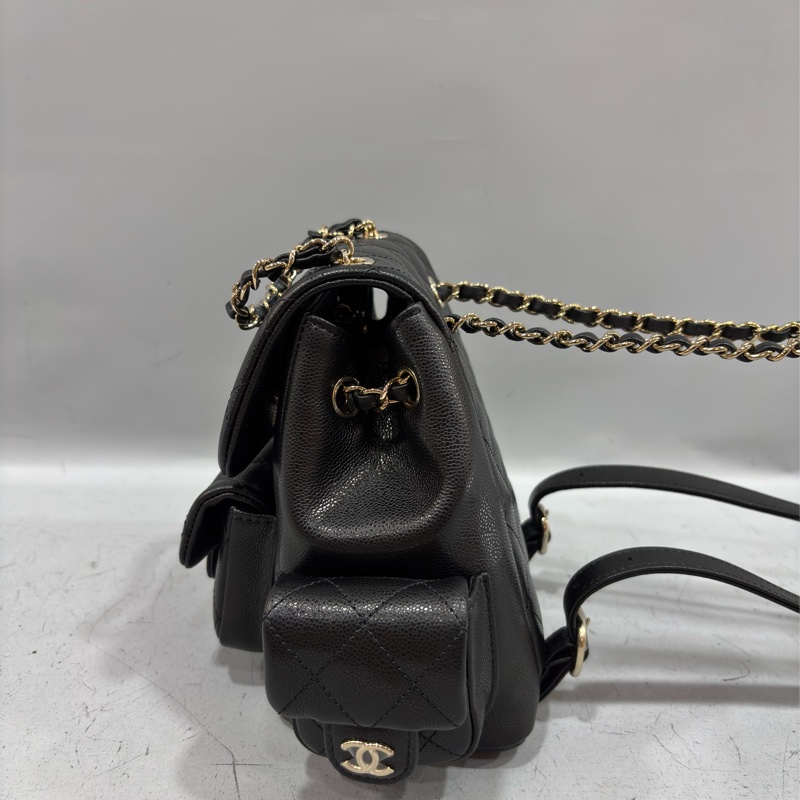 CHANEL AS4399 DUMA 黑色荔枝皮金鍊 坦克包炸藥包後背包肩背包側背包手提包-4