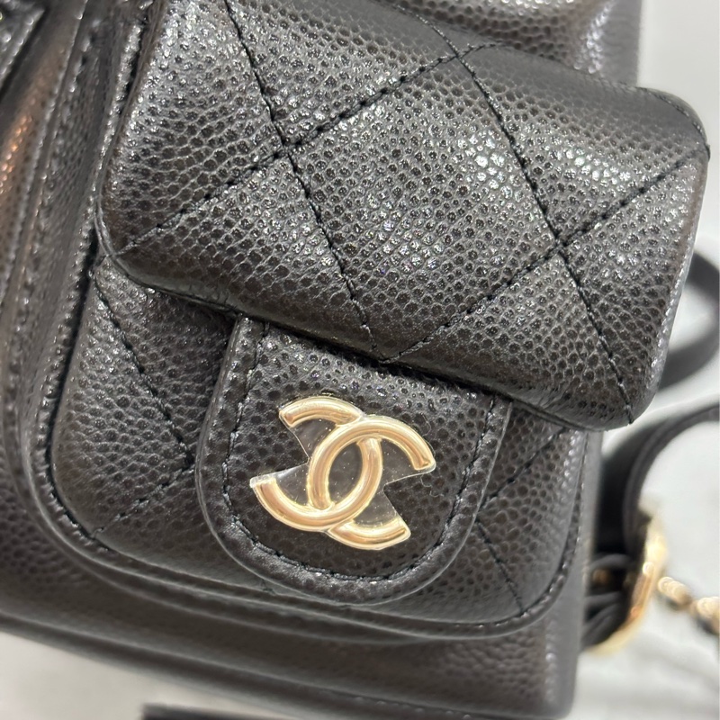 CHANEL AS4399 DUMA 黑色荔枝皮金鍊 坦克包炸藥包後背包肩背包側背包手提包-8