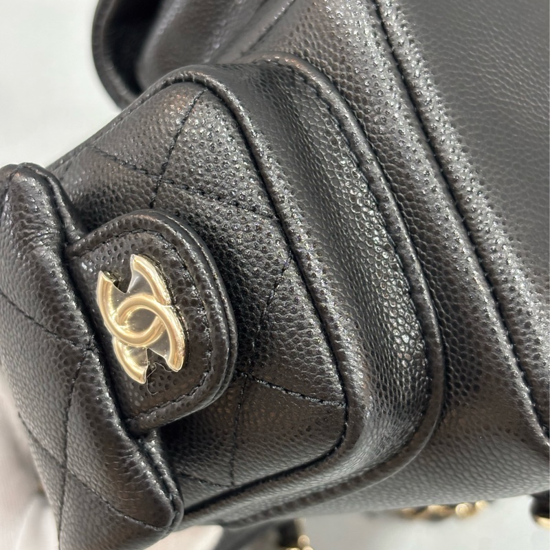 CHANEL AS4399 DUMA 黑色荔枝皮金鍊 坦克包炸藥包後背包肩背包側背包手提包-19