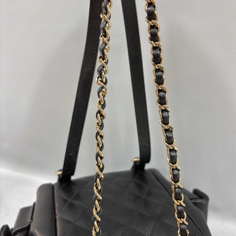CHANEL AS4399 DUMA 黑色荔枝皮金鍊 坦克包炸藥包後背包肩背包側背包手提包-35