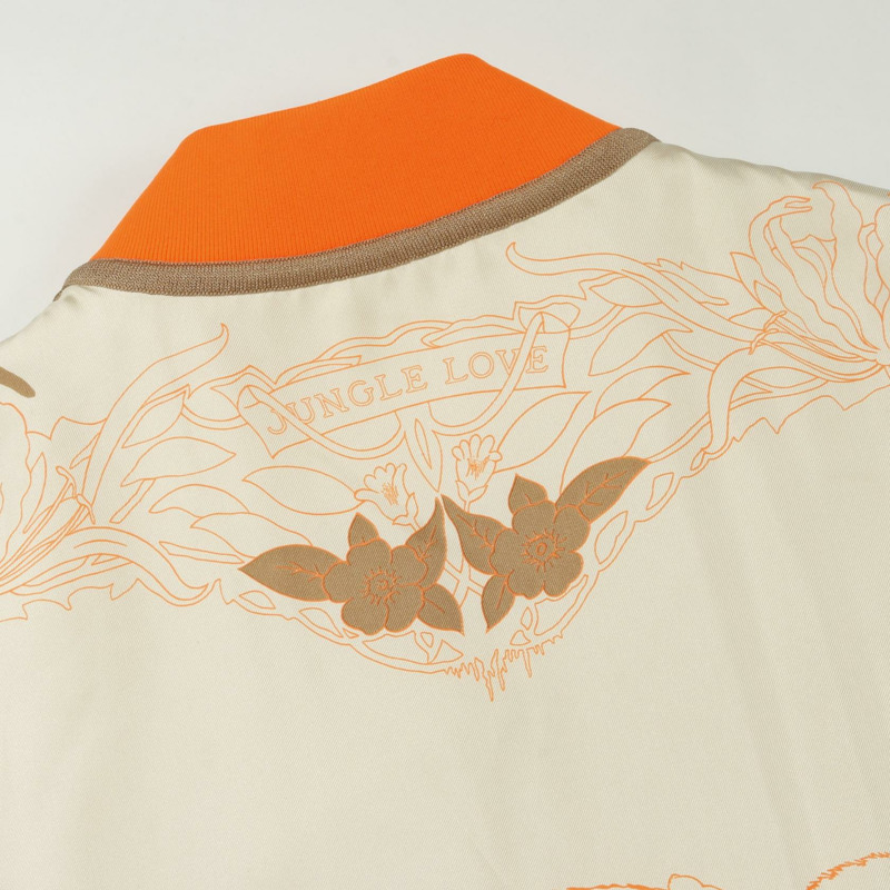 愛馬仕 JUNGLE LOVE 斜紋布 其他夾克 真絲 真絲 聚酯纖維 米色 橙色 米色 二手 女款-6