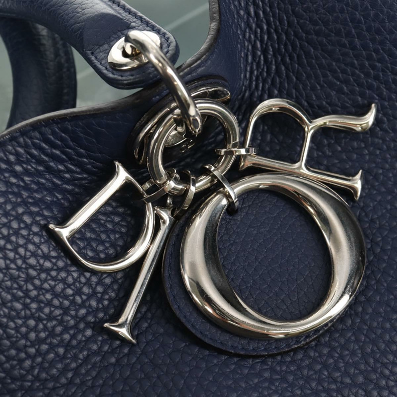 【日本直送】Christian Dior Diorissimo 手提包 皮革 2way Navy Silver Auth 148454A-18