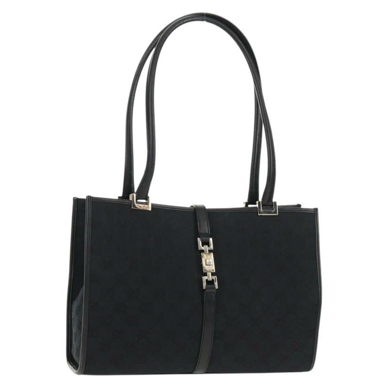 【日本直送】GUCCI GG帆布Jackie肩背包 黑色 銀色 002 1073 1781 Auth 148814V-0