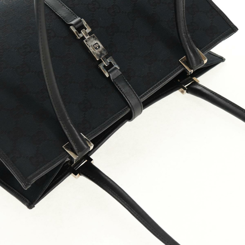 【日本直送】GUCCI GG帆布Jackie肩背包 黑色 銀色 002 1073 1781 Auth 148814V-5