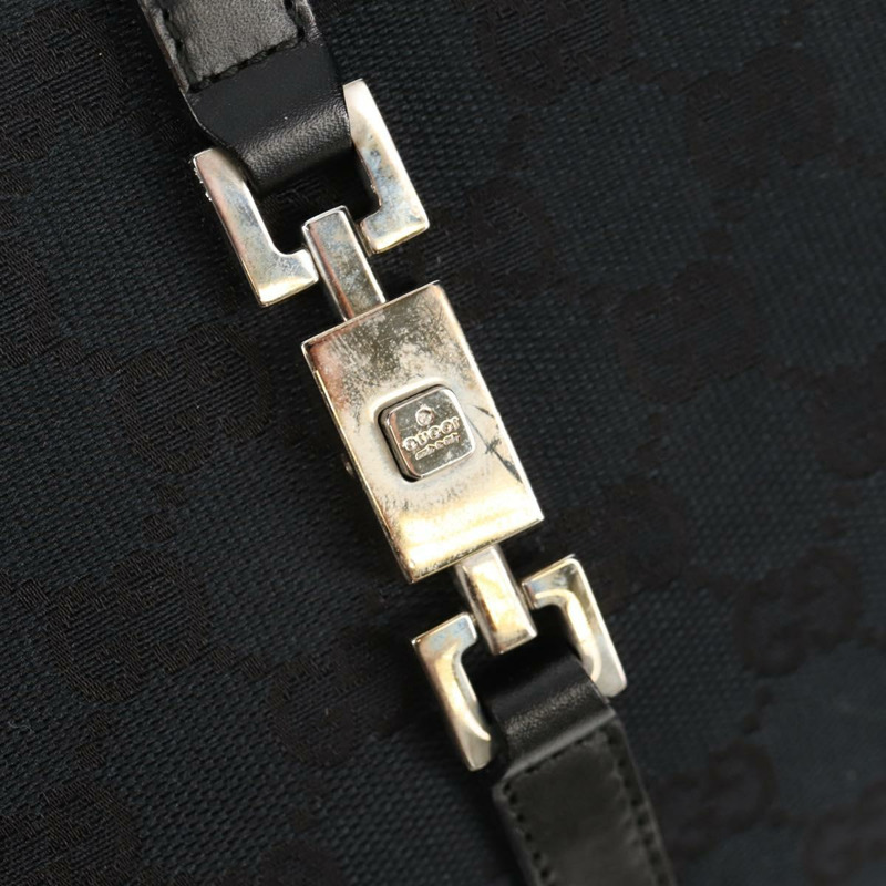 【日本直送】GUCCI GG帆布Jackie肩背包 黑色 銀色 002 1073 1781 Auth 148814V-9