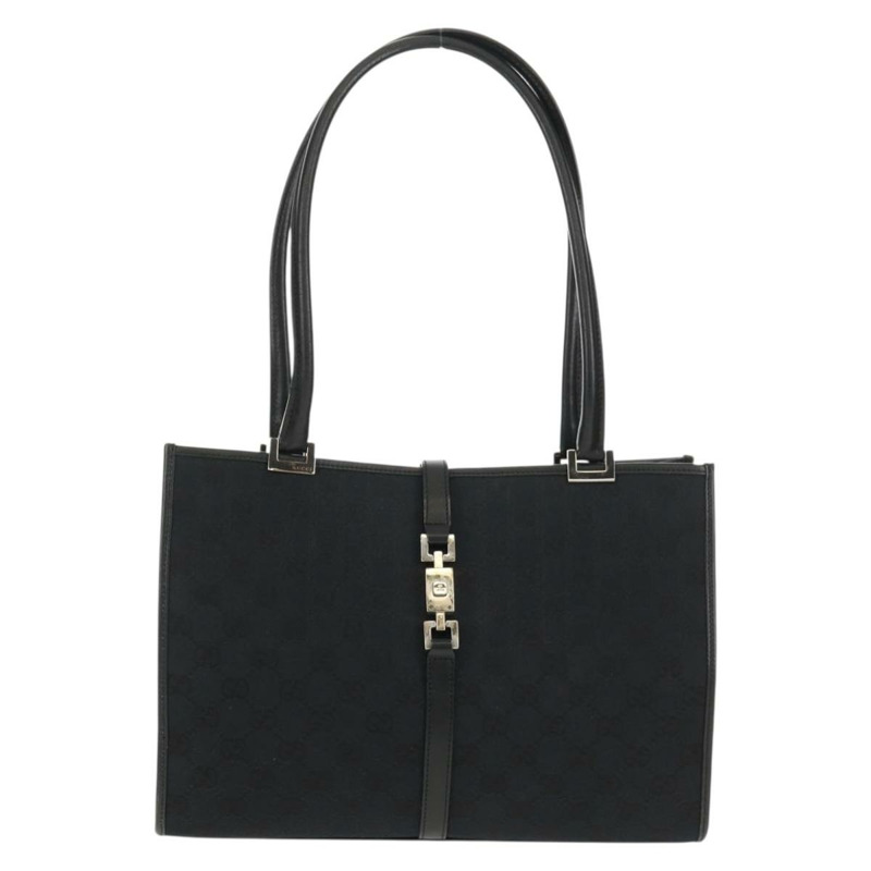 【日本直送】GUCCI GG帆布Jackie肩背包 黑色 銀色 002 1073 1781 Auth 148814V-12