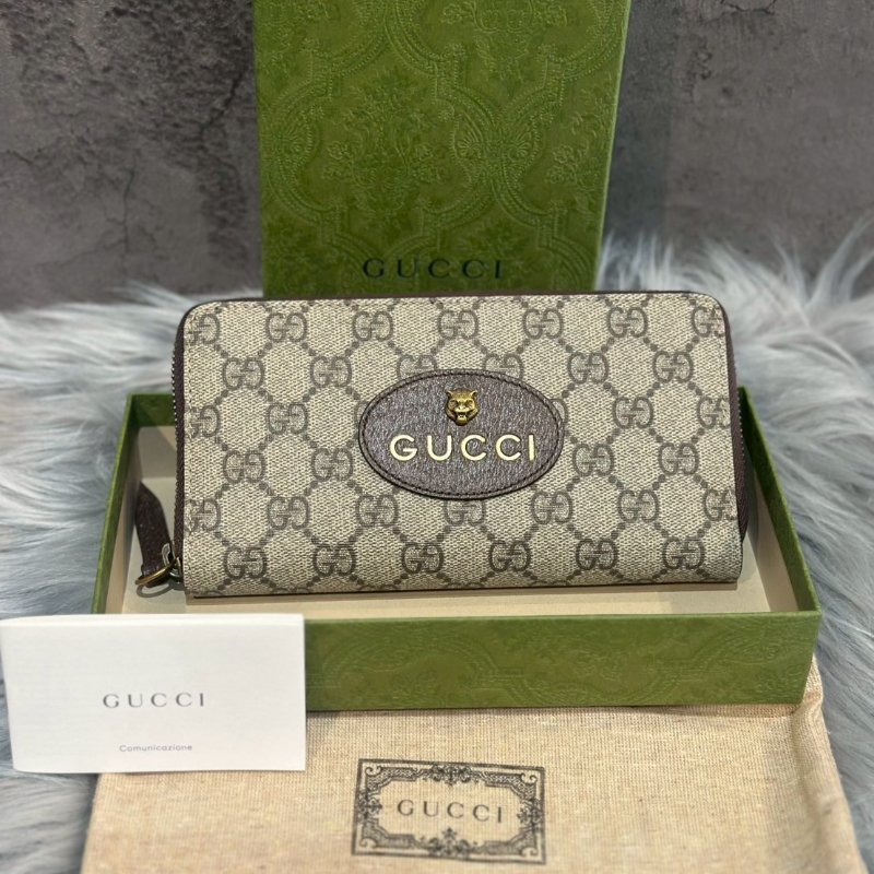 💎Han's house精品服飾💎GUCCI 古馳 GG Supreme Neo Vintage 虎頭 拉鍊長夾-0