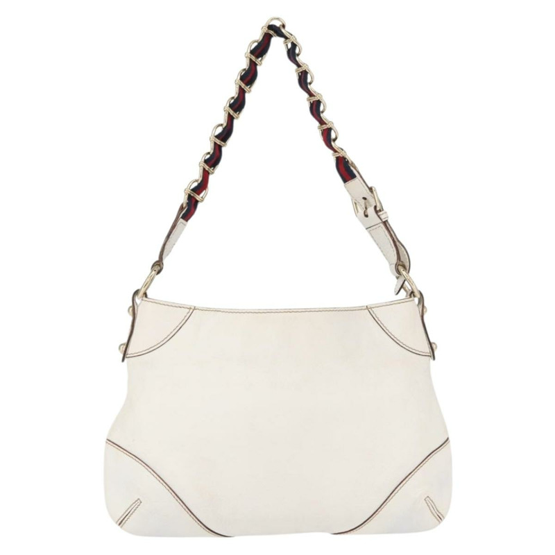 【日本直送】GUCCI Sherry Line 鏈條單肩包 皮革 白色 金色 153011 正品 ep11925-1