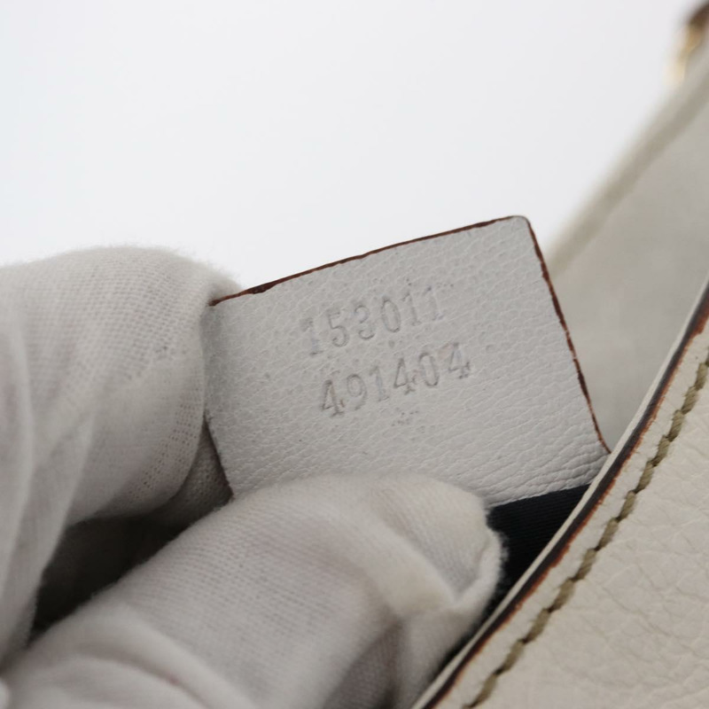 【日本直送】GUCCI Sherry Line 鏈條單肩包 皮革 白色 金色 153011 正品 ep11925-11