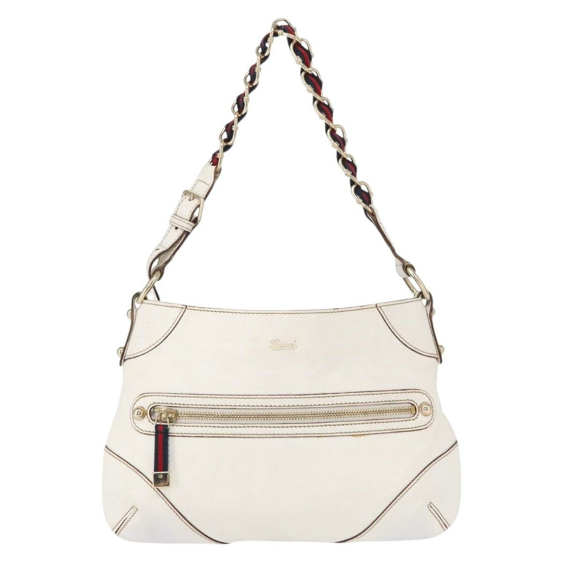 【日本直送】GUCCI Sherry Line 鏈條單肩包 皮革 白色 金色 153011 正品 ep11925-12