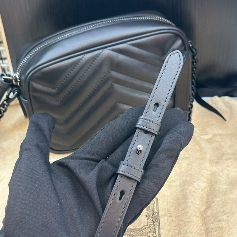 💎Han's house精品服飾💎GUCCI GG Marmont Mini相機包 黑色-3