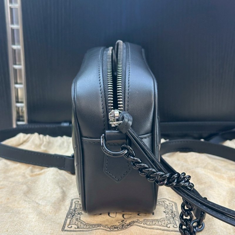 💎Han's house精品服飾💎GUCCI GG Marmont Mini相機包 黑色-5