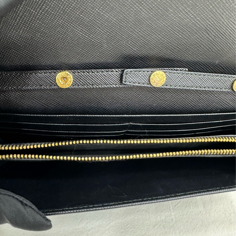 Prada 普拉達 十字紋牛皮WOC皮夾 黑色 鏈條斜背包單肩包 尺寸21*10*2-4