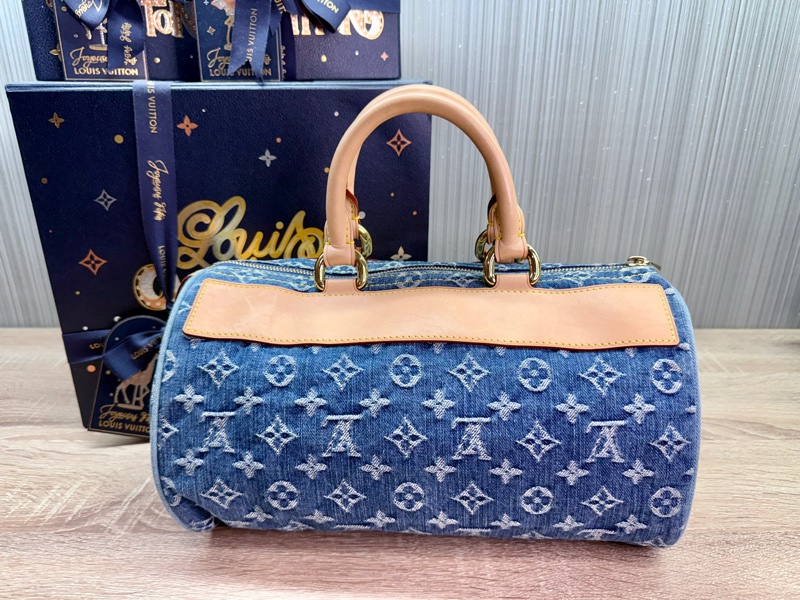 LV M95019 speedy稀有限量絕版牛仔丹寧曼哈頓釦手提包波士頓包-3