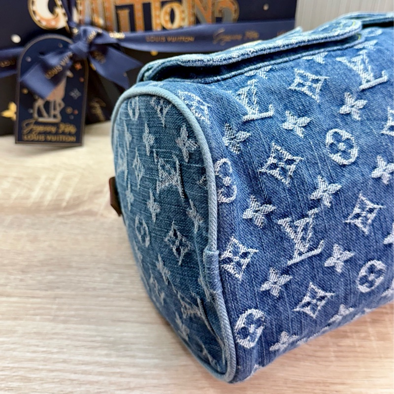 LV M95019 speedy稀有限量絕版牛仔丹寧曼哈頓釦手提包波士頓包-13